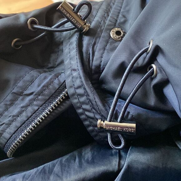 Michael Kors Rain Utility Jacket Coat Hooded Size XS Navy - Picture 10 of 10